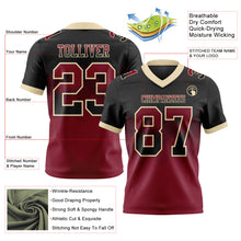 Load image into Gallery viewer, Custom Black Crimson-Cream Mesh Authentic Gradient Square Shape Flag Football Jersey