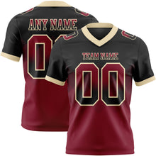 Load image into Gallery viewer, Custom Black Crimson-Cream Mesh Authentic Gradient Square Shape Flag Football Jersey