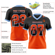 Load image into Gallery viewer, Custom Black Orange-Light Blue Mesh Authentic Gradient Square Shape Flag Football Jersey