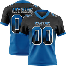 Load image into Gallery viewer, Custom Black Blue-White Mesh Authentic Gradient Square Shape Flag Football Jersey