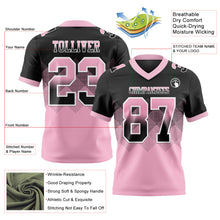 Load image into Gallery viewer, Custom Black Light Pink-White Mesh Authentic Gradient Square Shape Flag Football Jersey
