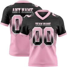 Load image into Gallery viewer, Custom Black Light Pink-White Mesh Authentic Gradient Square Shape Flag Football Jersey