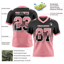 Load image into Gallery viewer, Custom Black Medium Pink-White Mesh Authentic Gradient Square Shape Flag Football Jersey