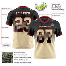 Load image into Gallery viewer, Custom Black Cream-Crimson Mesh Authentic Gradient Square Shape Flag Football Jersey