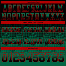 Load image into Gallery viewer, Custom Black Kelly Green-Red Mesh Authentic Gradient Square Shape Flag Football Jersey