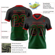 Load image into Gallery viewer, Custom Black Green-Red Mesh Authentic Gradient Square Shape Flag Football Jersey