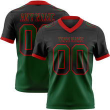 Load image into Gallery viewer, Custom Black Green-Red Mesh Authentic Gradient Square Shape Flag Football Jersey