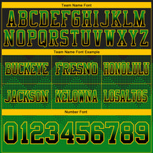 Load image into Gallery viewer, Custom Black Grass Green-Yellow Mesh Authentic Gradient Square Shape Flag Football Jersey