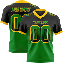 Load image into Gallery viewer, Custom Black Grass Green-Yellow Mesh Authentic Gradient Square Shape Flag Football Jersey