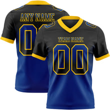 Load image into Gallery viewer, Custom Black Royal-Yellow Mesh Authentic Gradient Square Shape Flag Football Jersey