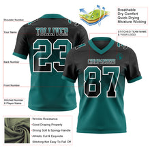Load image into Gallery viewer, Custom Black Teal-White Mesh Authentic Gradient Square Shape Flag Football Jersey
