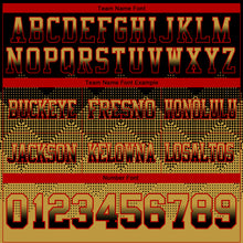 Load image into Gallery viewer, Custom Black Old Gold-Red Mesh Authentic Gradient Square Shape Flag Football Jersey