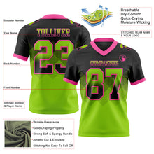 Load image into Gallery viewer, Custom Black Neon Green-Pink Mesh Authentic Gradient Square Shape Flag Football Jersey