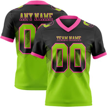 Load image into Gallery viewer, Custom Black Neon Green-Pink Mesh Authentic Gradient Square Shape Flag Football Jersey