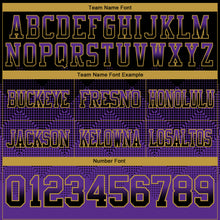 Load image into Gallery viewer, Custom Black Purple-Old Gold Mesh Authentic Gradient Square Shape Flag Football Jersey