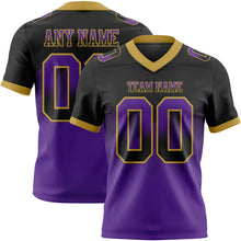 Load image into Gallery viewer, Custom Black Purple-Old Gold Mesh Authentic Gradient Square Shape Flag Football Jersey