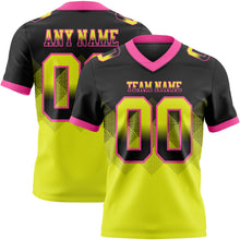 Load image into Gallery viewer, Custom Black Neon Yellow-Pink Mesh Authentic Gradient Square Shape Flag Football Jersey