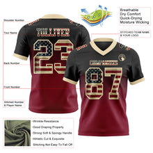 Load image into Gallery viewer, Custom Black Vintage USA Flag Crimson-Cream Mesh Authentic Gradient Square Shape Flag Football Jersey