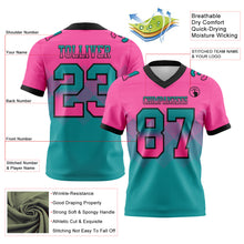 Load image into Gallery viewer, Custom Pink Teal-Black Mesh Authentic Gradient Square Shape Flag Football Jersey