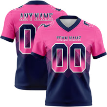 Load image into Gallery viewer, Custom Pink Navy-White Mesh Authentic Gradient Square Shape Flag Football Jersey