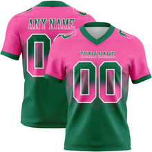 Load image into Gallery viewer, Custom Pink Kelly Green-White Mesh Authentic Gradient Square Shape Flag Football Jersey