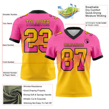 Load image into Gallery viewer, Custom Pink Yellow-Black Mesh Authentic Gradient Square Shape Flag Football Jersey