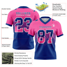 Load image into Gallery viewer, Custom Pink Royal-White Mesh Authentic Gradient Square Shape Flag Football Jersey
