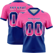 Load image into Gallery viewer, Custom Pink Royal-White Mesh Authentic Gradient Square Shape Flag Football Jersey
