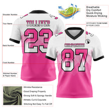 Load image into Gallery viewer, Custom White Pink-Black Mesh Authentic Gradient Square Shape Flag Football Jersey