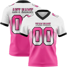 Load image into Gallery viewer, Custom White Pink-Black Mesh Authentic Gradient Square Shape Flag Football Jersey