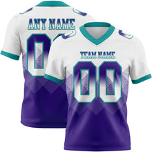 Load image into Gallery viewer, Custom White Purple-Teal Mesh Authentic Gradient Square Shape 7V7 Flag Football Jersey