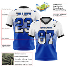 Load image into Gallery viewer, Custom White Thunder Blue-Black Mesh Authentic Gradient Square Shape Flag Football Jersey