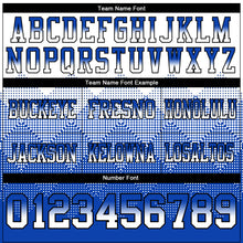 Load image into Gallery viewer, Custom White Thunder Blue-Black Mesh Authentic Gradient Square Shape Flag Football Jersey