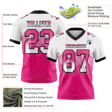 Load image into Gallery viewer, Custom White Hot Pink-Black Mesh Authentic Gradient Square Shape Flag Football Jersey