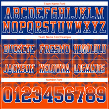 Load image into Gallery viewer, Custom Royal Orange-White Mesh Authentic Gradient Square Shape Flag Football Jersey