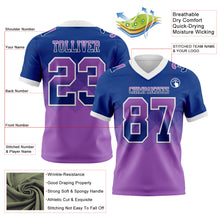 Load image into Gallery viewer, Custom Royal Medium Purple-White Mesh Authentic Gradient Square Shape Flag Football Jersey