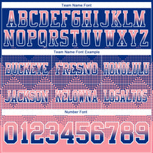 Load image into Gallery viewer, Custom Royal Medium Pink-White Mesh Authentic Gradient Square Shape Flag Football Jersey