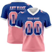 Load image into Gallery viewer, Custom Royal Medium Pink-White Mesh Authentic Gradient Square Shape Flag Football Jersey