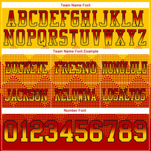 Load image into Gallery viewer, Custom Yellow Red-Black Mesh Authentic Gradient Square Shape Flag Football Jersey