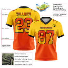 Load image into Gallery viewer, Custom Yellow Orange-Black Mesh Authentic Gradient Square Shape Flag Football Jersey