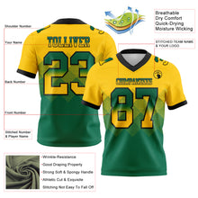 Load image into Gallery viewer, Custom Yellow Kelly Green-Black Mesh Authentic Gradient Square Shape Flag Football Jersey
