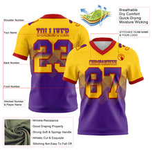 Load image into Gallery viewer, Custom Yellow Purple-Red Mesh Authentic Gradient Square Shape Flag Football Jersey