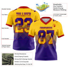Load image into Gallery viewer, Custom Yellow Purple-Red Mesh Authentic Gradient Square Shape 7V7 Flag Football Jersey