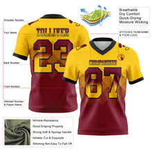 Load image into Gallery viewer, Custom Yellow Crimson-Black Mesh Authentic Gradient Square Shape Flag Football Jersey