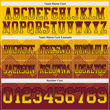 Load image into Gallery viewer, Custom Yellow Crimson-Black Mesh Authentic Gradient Square Shape Flag Football Jersey