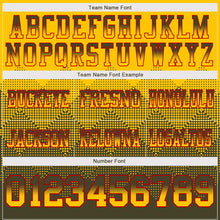 Load image into Gallery viewer, Custom Yellow Olive-Red Mesh Authentic Gradient Square Shape Flag Football Jersey