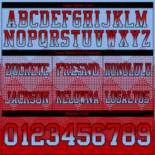 Load image into Gallery viewer, Custom Light Blue Red-Black Mesh Authentic Gradient Square Shape Flag Football Jersey