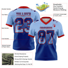 Load image into Gallery viewer, Custom Light Blue Royal-Red Mesh Authentic Gradient Square Shape Flag Football Jersey