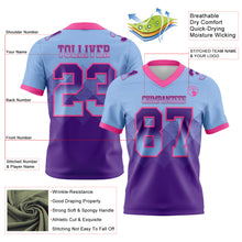 Load image into Gallery viewer, Custom Light Blue Purple-Pink Mesh Authentic Gradient Square Shape Flag Football Jersey