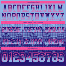 Load image into Gallery viewer, Custom Light Blue Dark Purple-Pink Mesh Authentic Gradient Square Shape Flag Football Jersey